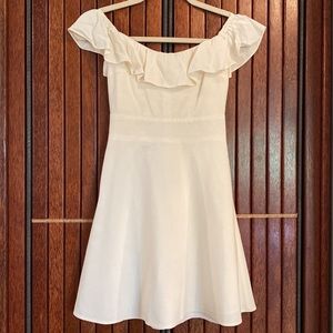 ZARA CREAM OFF THE SHOULDER DRESS